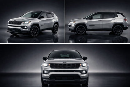 Collage of a Jeep vehicle from different angles on a dark background